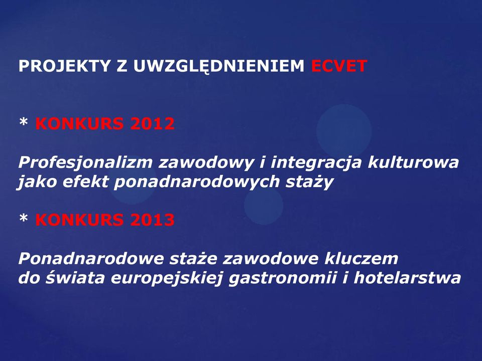 efekt ponadnarodowych staży * KONKURS 2013 Ponadnarodowe