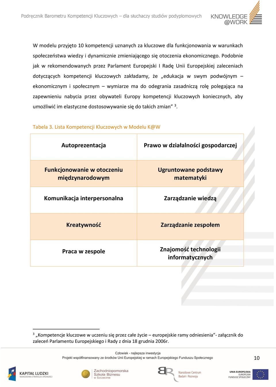 wymiarze ma do odegrania zasadniczą rolę polegająca na zapewnieniu nabycia przez obywateli Europy kompetencji kluczowych koniecznych, aby umożliwić im elastyczne dostosowywanie się do takich zmian 3.