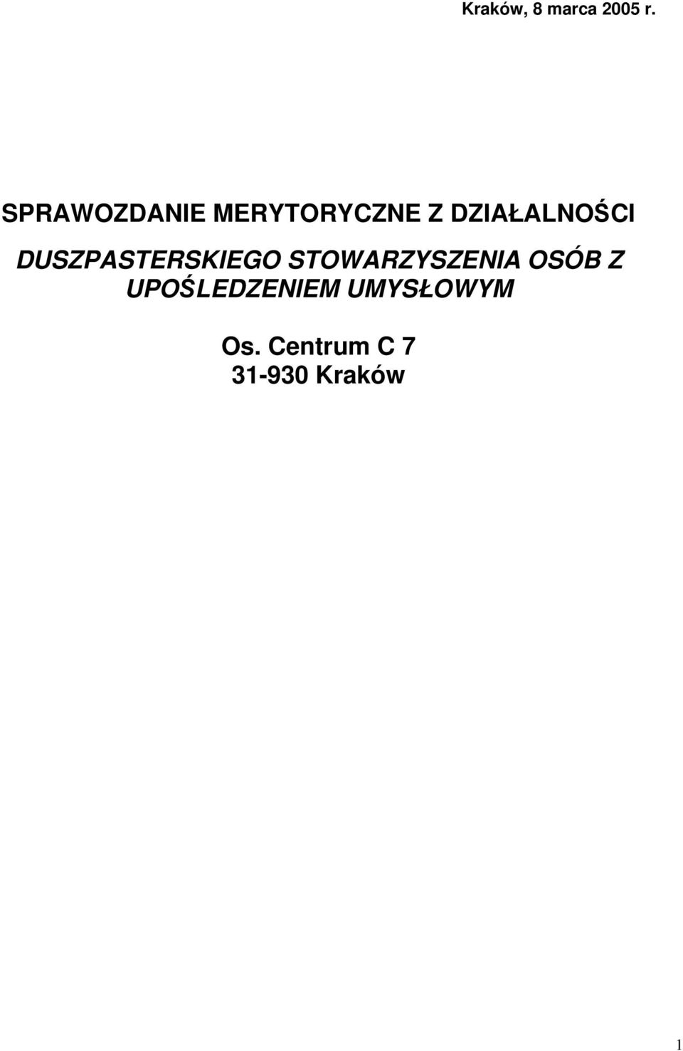 DZIAŁALNOŚCI DUSZPASTERSKIEGO