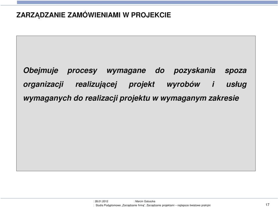 organizacji realizującej projekt wyrobów i