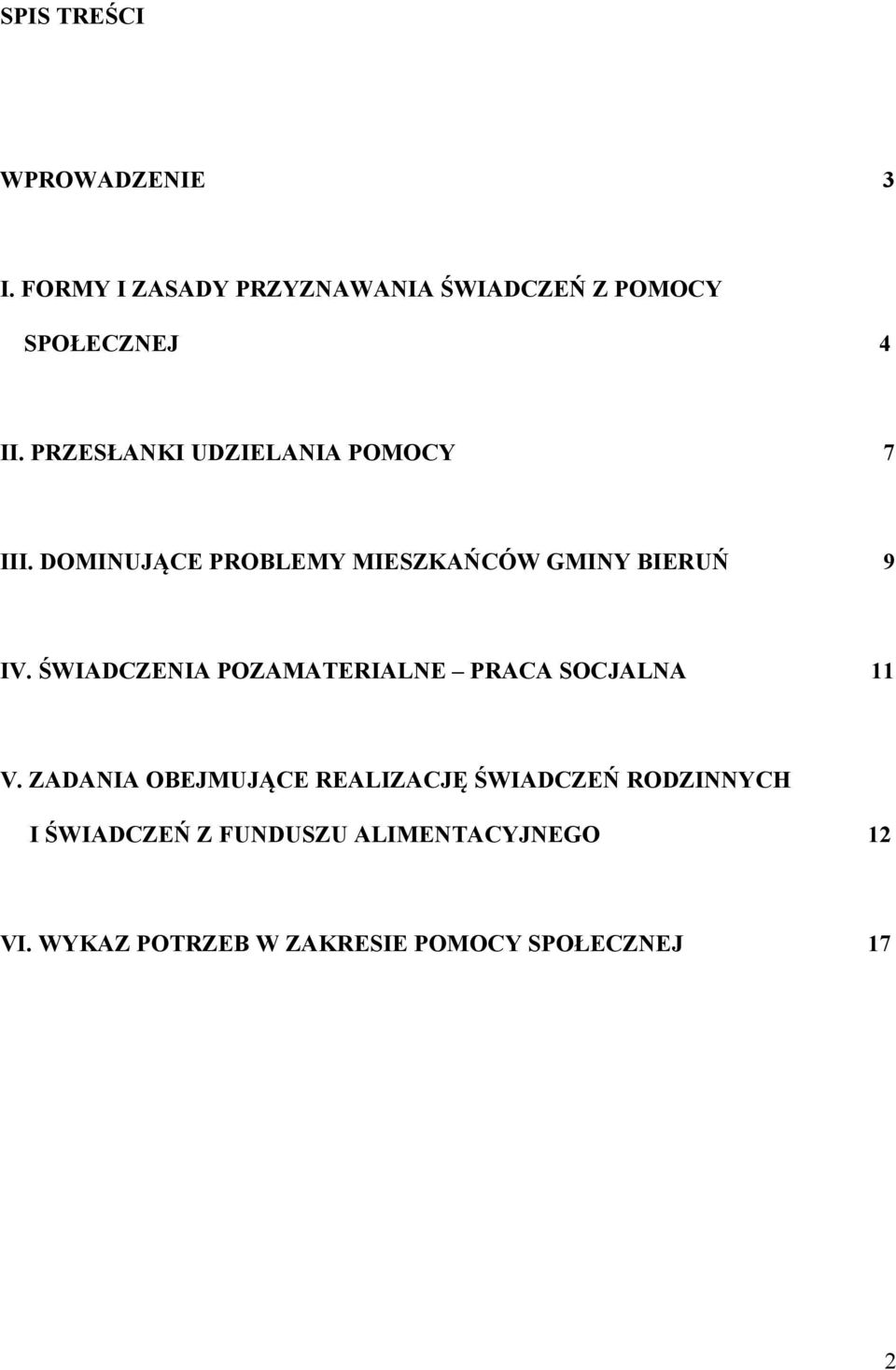 ŚWIADCZENIA POZAMATERIALNE PRACA SOCJALNA 11 V.