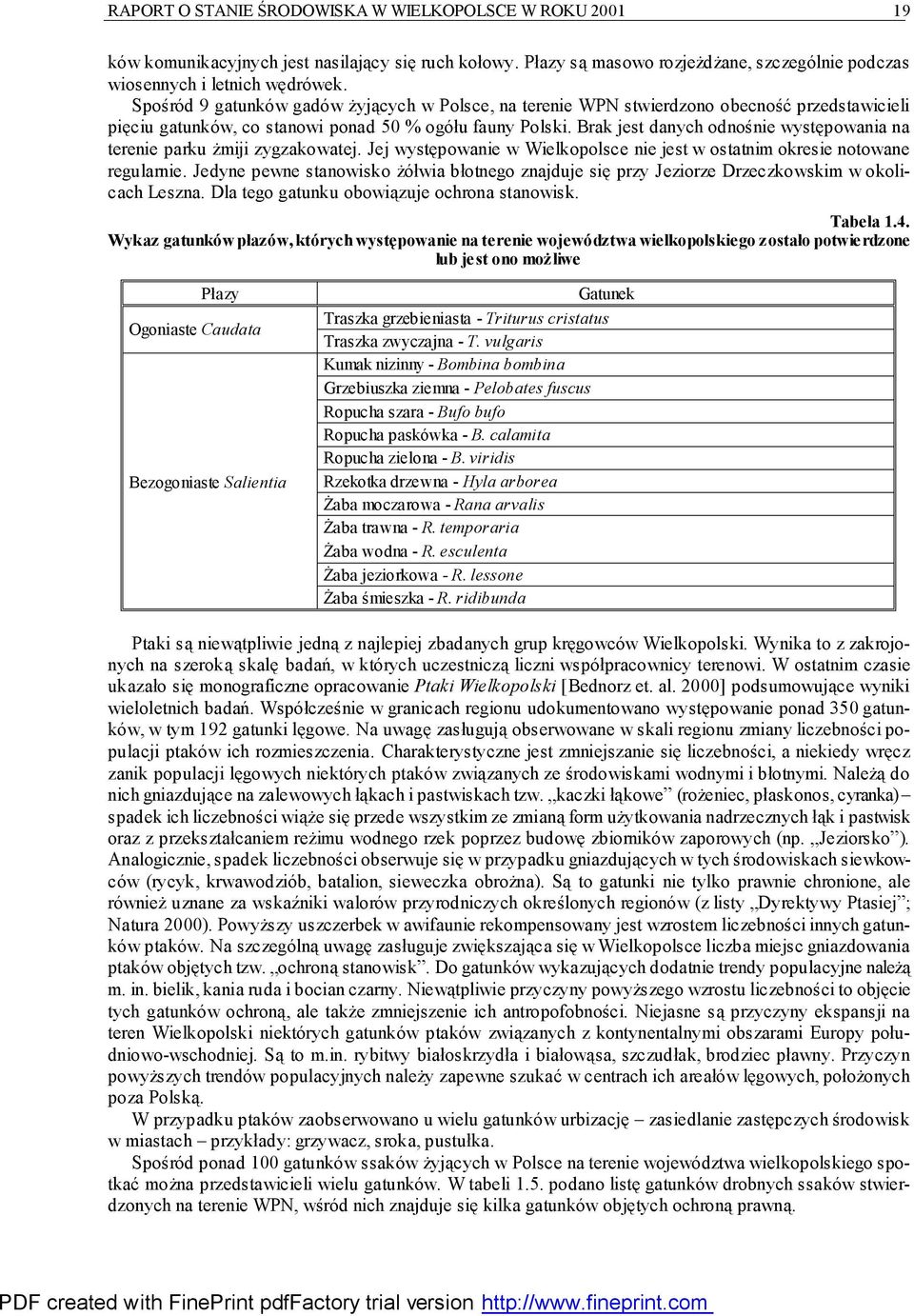 Brak jest danych odnośnie występowania na terenie parku żmiji zygzakowatej. Jej występowanie w Wielkopolsce nie jest w ostatnim okresie notowane regularnie.