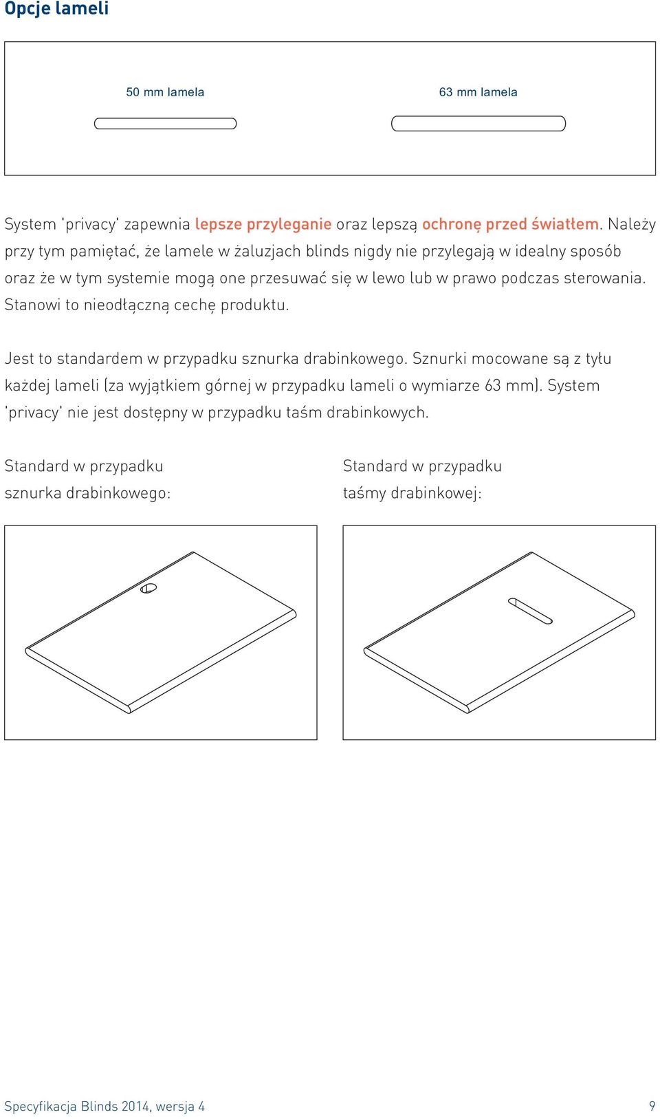 sterowania. Stanowi to nieodłączną cechę produktu. Jest to standardem w przypadku sznurka drabinkowego.