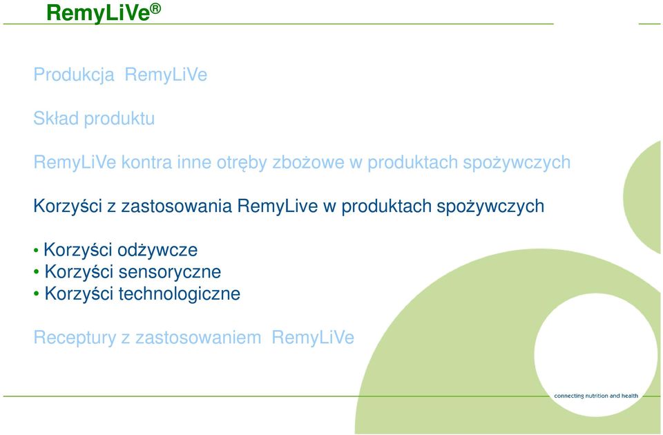 RemyLive w produktach spożywczych Korzyści odżywcze Korzyści