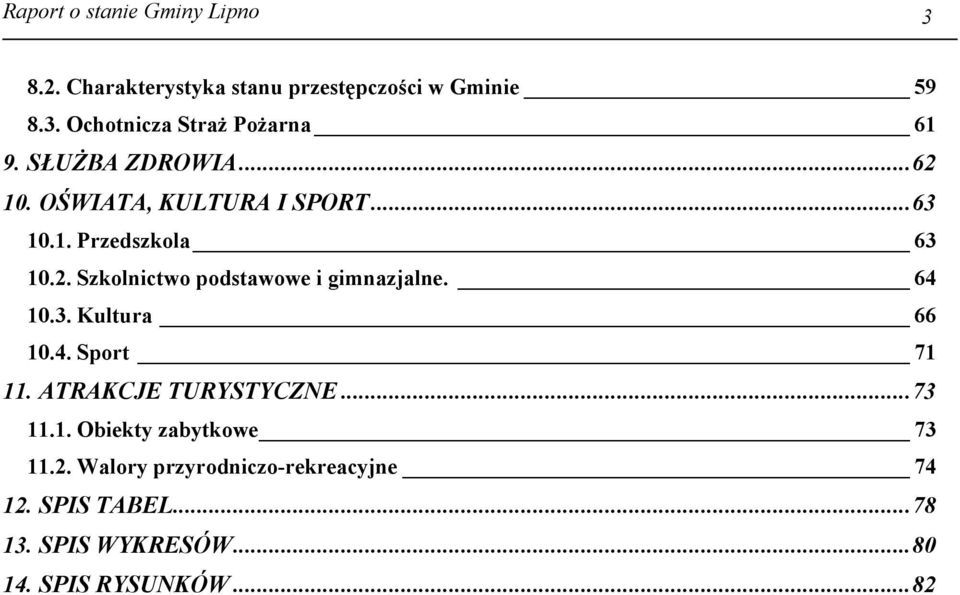 64 10.3. Kultura 66 10.4. Sport 71 11. ATRAKCJE TURYSTYCZNE... 73 11.1. Obiekty zabytkowe 73 11.2.