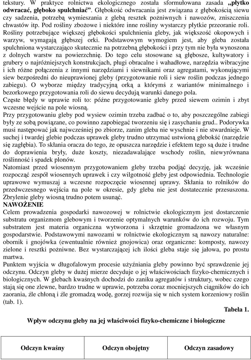 Pod rośliny zbożowe i niektóre inne rośliny wystarczy płytkie przeoranie roli. Rośliny potrzebujące większej głębokości spulchnienia gleby, jak większość okopowych i warzyw, wymagają głębszej orki.