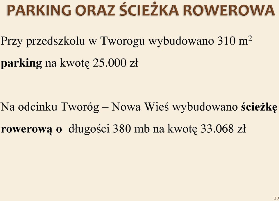 000 zł Na odcinku Tworóg Nowa Wieś