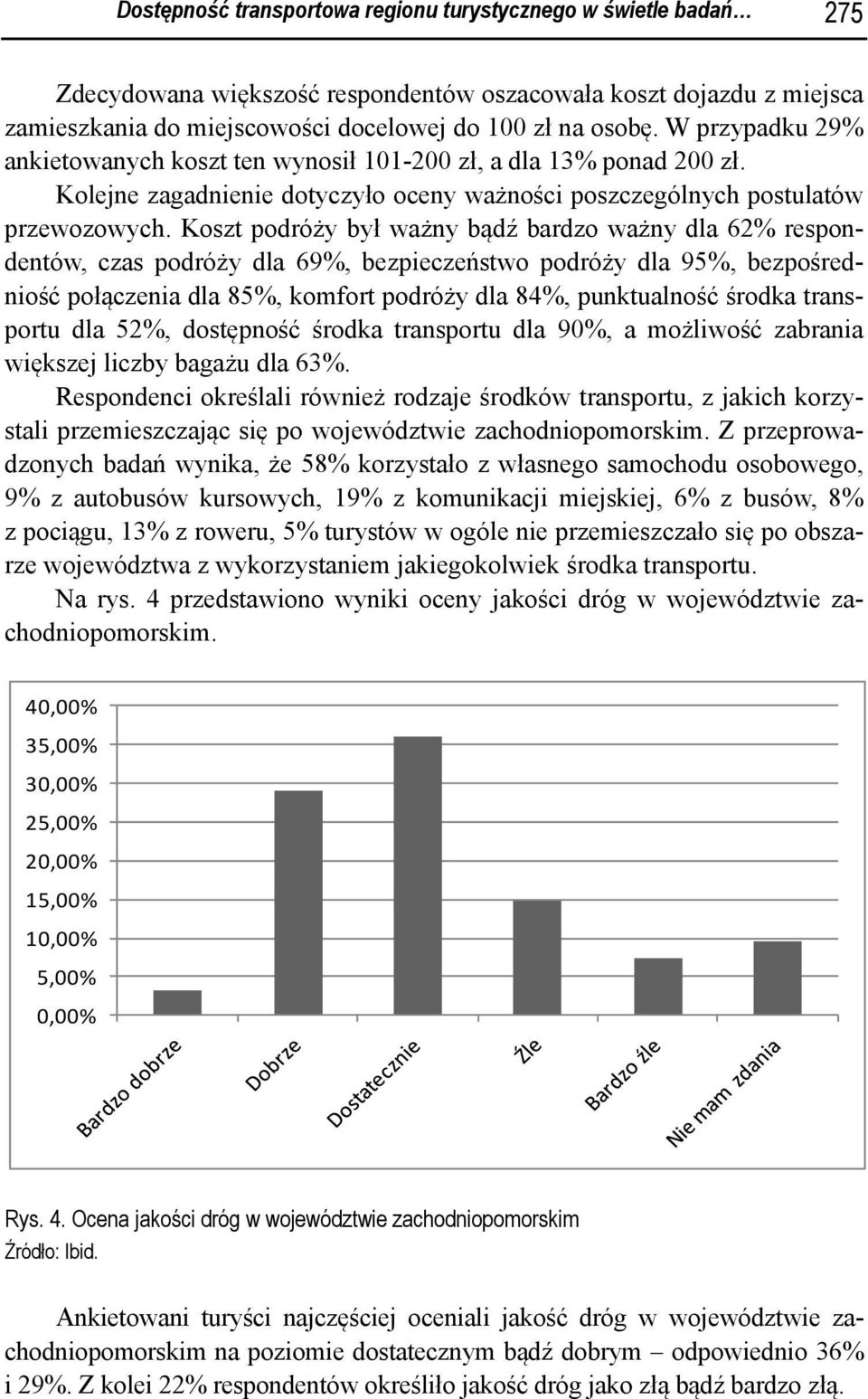 Koszt podróży był ważny bądź bardzo ważny dla 62% respondentów, czas podróży dla 69%, bezpieczeństwo podróży dla 95%, bezpośredniość połączenia dla 85%, komfort podróży dla 84%, punktualność środka