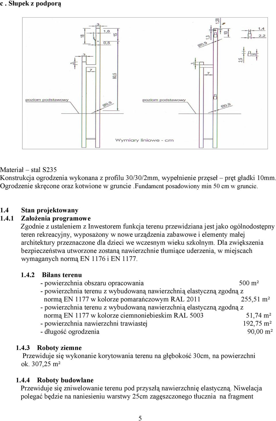 4. Stan projektowany Założenia programowe Zgodnie z ustaleniem z Inwestorem funkcja terenu przewidziana jest jako ogólnodostępny teren rekreacyjny, wyposażony w nowe urządzenia zabawowe i elementy