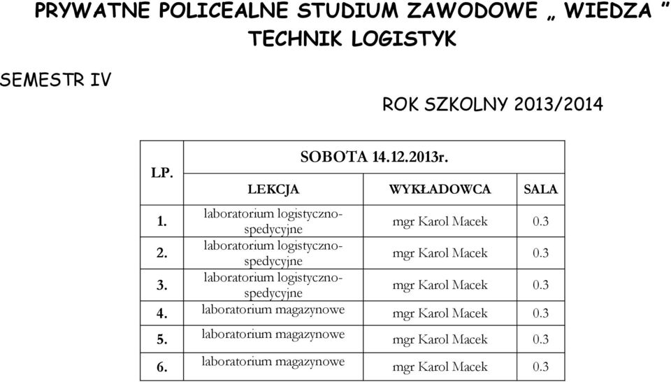 3 laboratorium logistycznospedycyjne 2. mgr Karol Macek 0.3 laboratorium logistycznospedycyjne 3.