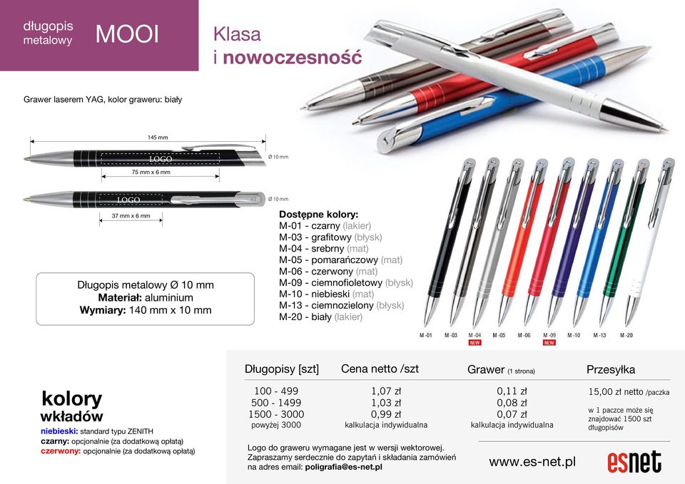 pomarańczowy (mat) M-06 - czerwony (mat) M-09 - ciemnofioletowy (błysk) M-10 -