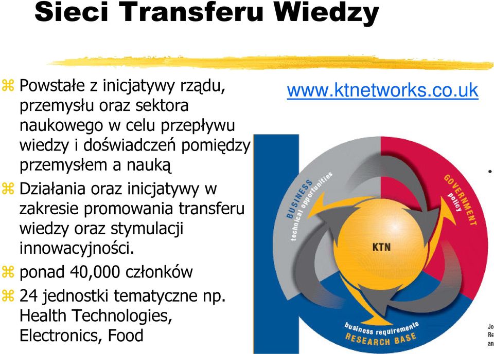 w zakresie promowania transferu wiedzy oraz stymulacji innowacyjności.