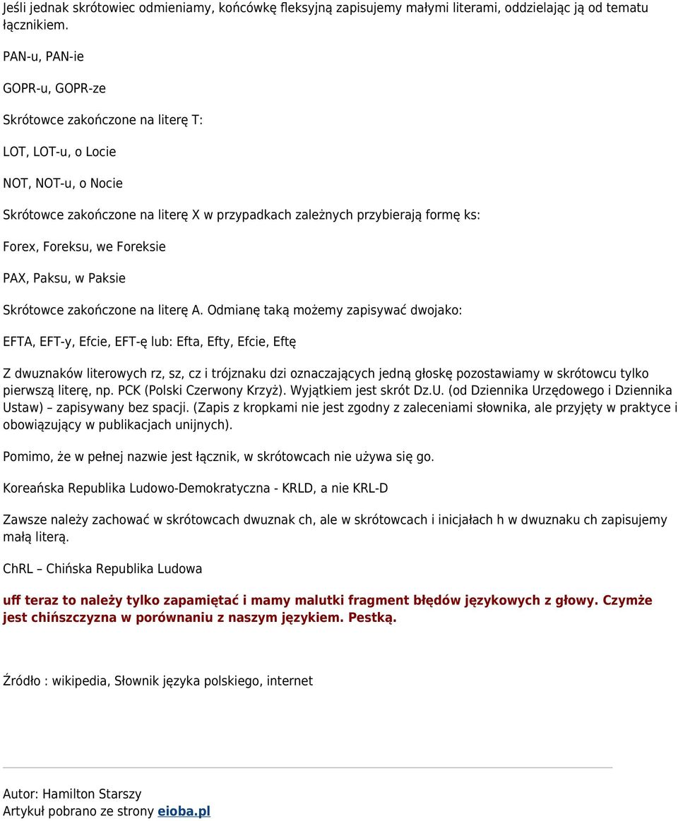 we Foreksie PAX, Paksu, w Paksie Skrótowce zakończone na literę A.