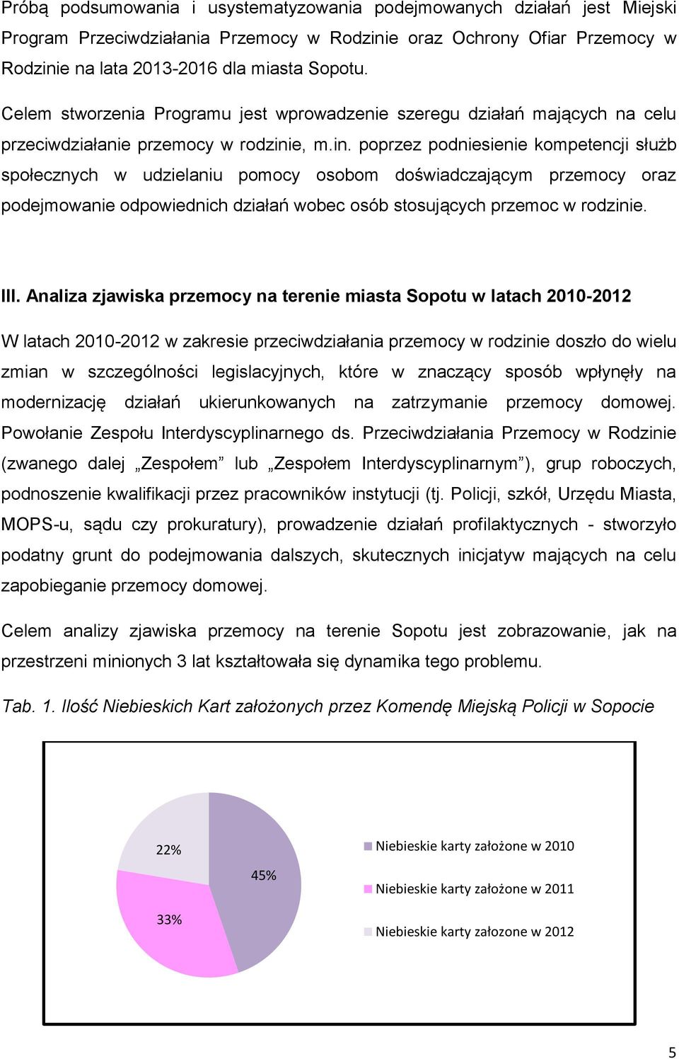 e, m.in. poprzez podniesienie kompetencji służb społecznych w udzielaniu pomocy osobom doświadczającym przemocy oraz podejmowanie odpowiednich działań wobec osób stosujących przemoc w rodzinie. III.