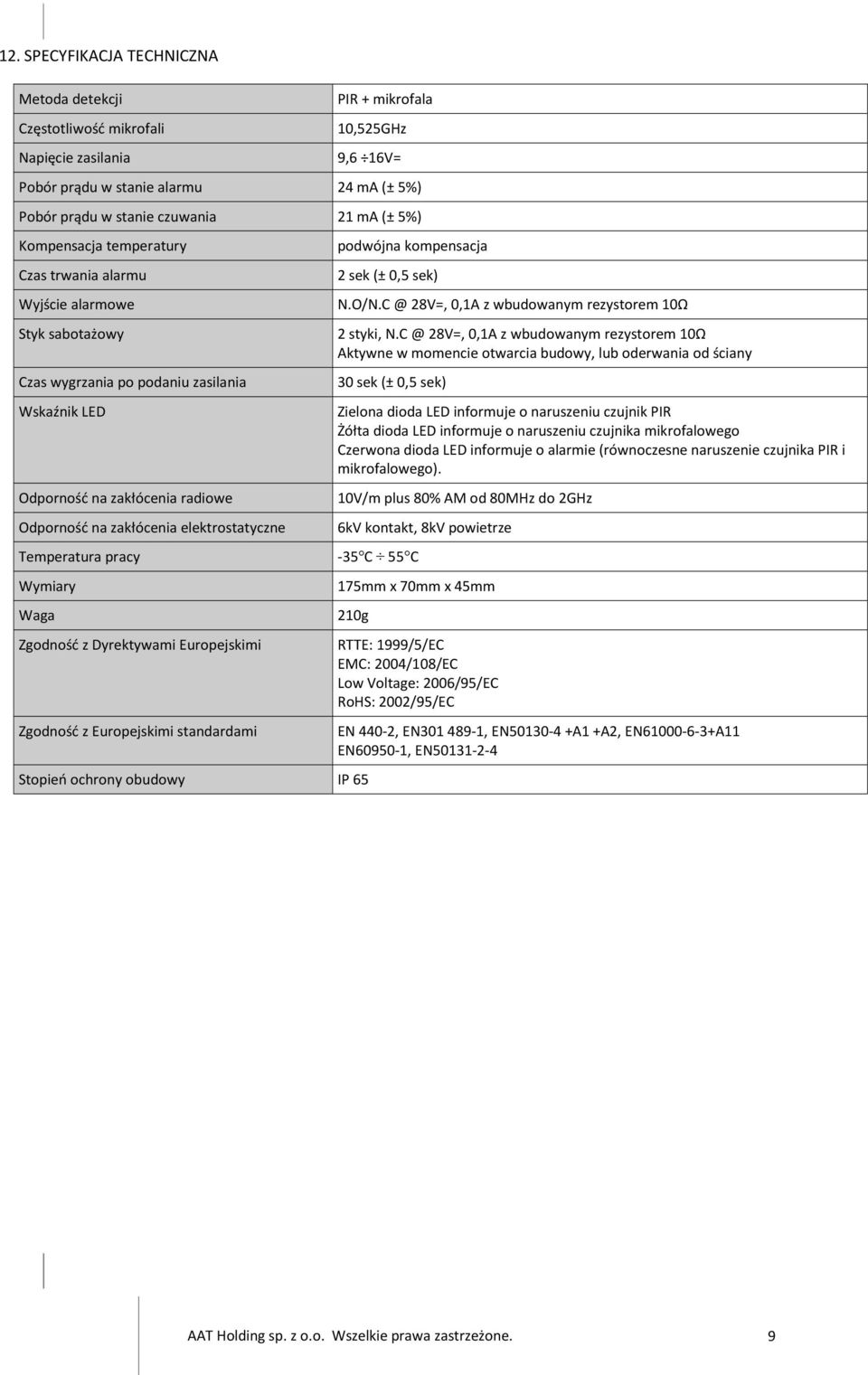 elektrostatyczne podwójna kompensacja 2 sek (± 0,5 sek) N.O/N.C @ 28V=, 0,1A z wbudowanym rezystorem 10Ω 2 styki, N.