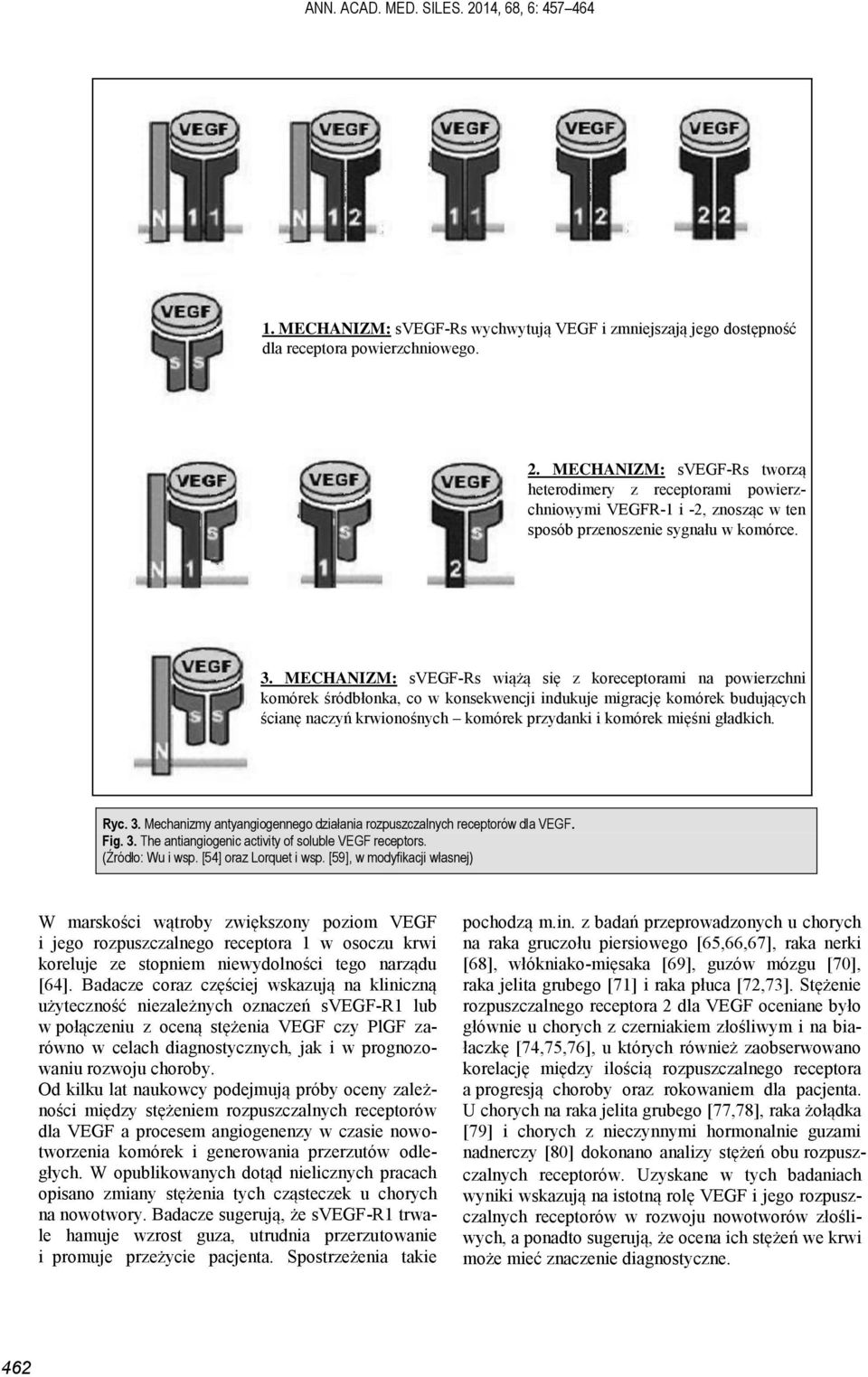 mięśni gładkich. Ryc. 3. Mechanizmy antyangiogennego działania rozpuszczalnych receptorów dla VEGF. Fig. 3. The antiangiogenic activity of soluble VEGF receptors. (Źródło: Wu i wsp.