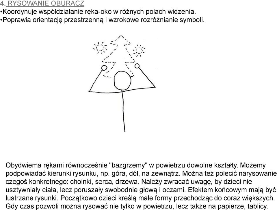 Można też polecić narysowanie czegoś konkretnego: choinki, serca, drzewa.