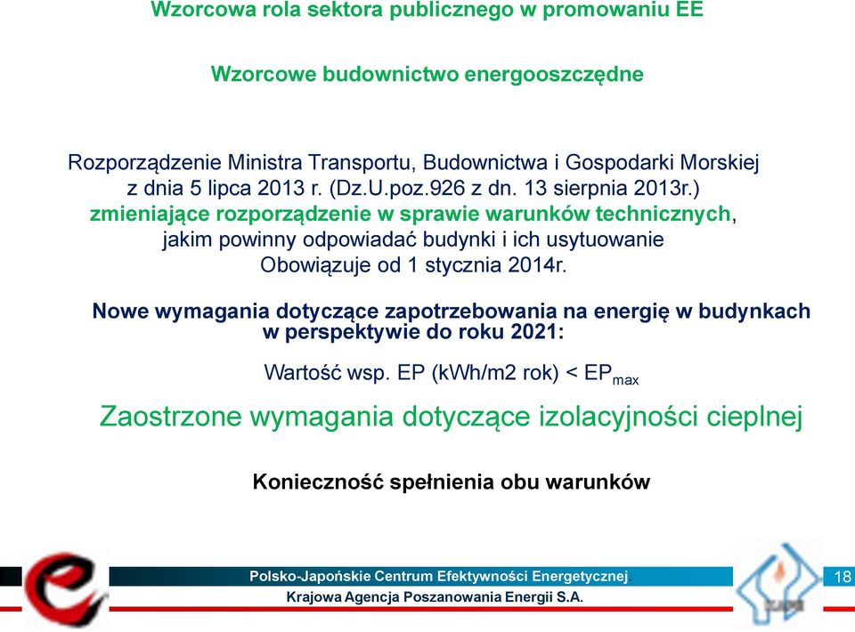 ) zmieniające rozporządzenie w sprawie warunków technicznych, jakim powinny odpowiadać budynki i ich usytuowanie Obowiązuje od 1 stycznia 2014r.
