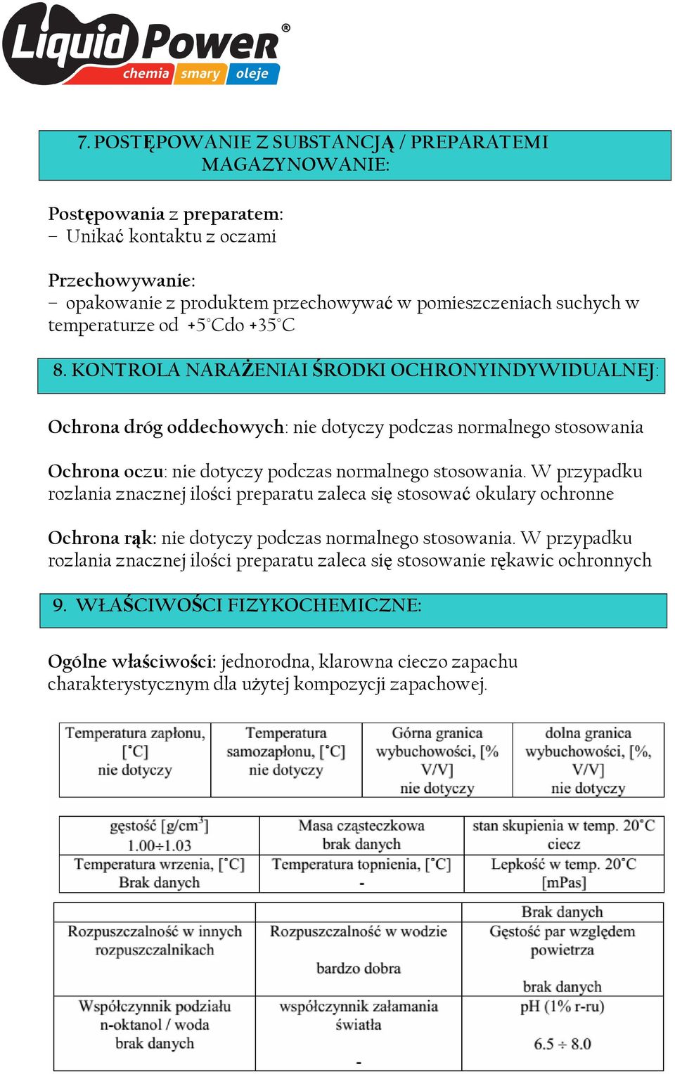 KONTROLA NARAŻENIAI ŚRODKI OCHRONYINDYWIDUALNEJ: Ochrona dróg oddechowych: nie dotyczy podczas normalnego stosowania Ochrona oczu: nie dotyczy podczas normalnego stosowania.