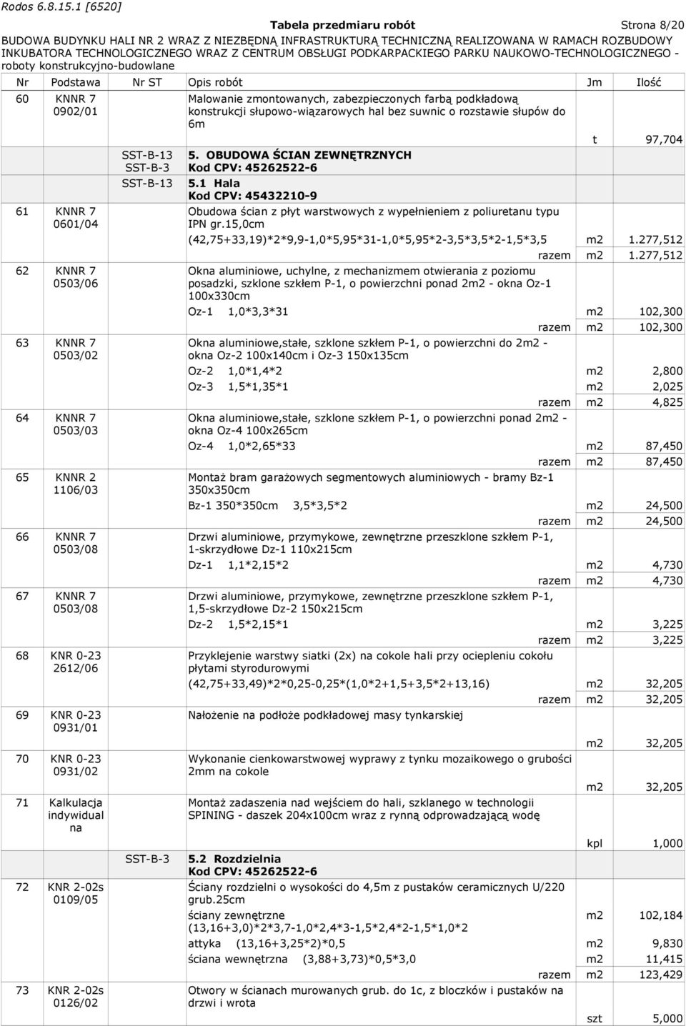 słupowo-wiązarowych hal bez suwnic o rozstawie słupów do 6m 5. OBUDOWA ŚCIAN ZEWNĘTRZNYCH Kod CPV: 45262522-6 SST-B-13 5.
