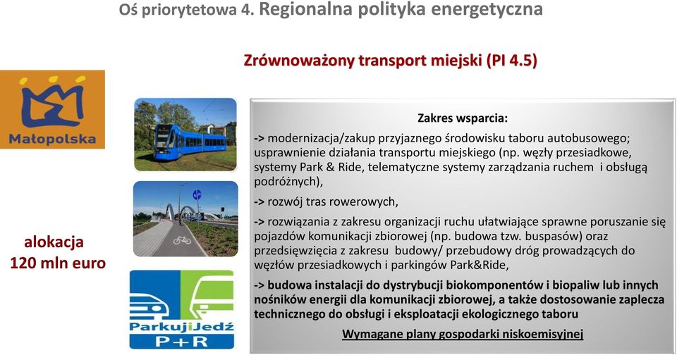 węzły przeiadkowe, ytemy Park & Ride, telematyczne ytemy zarządzania ruchem i obługą podróżnych), -> rozwój tra rowerowych, -> rozwiązania z zakreu organizacji ruchu ułatwiające prawne poruzanie ię