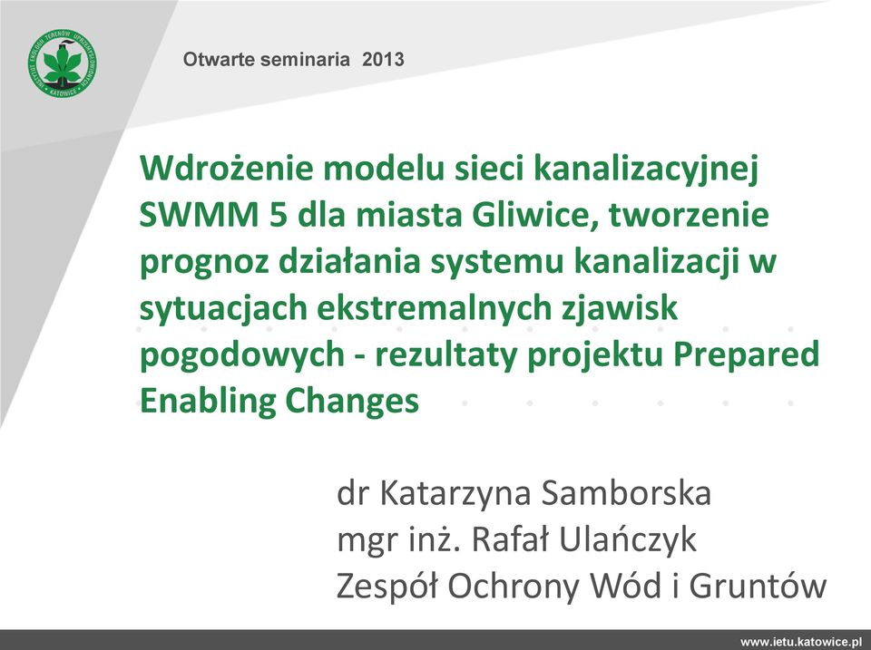 sytuacjach ekstremalnych zjawisk pogodowych - rezultaty projektu Prepared