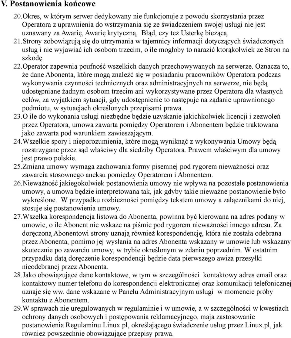 Błąd, czy też Usterkę bieżącą. 21.