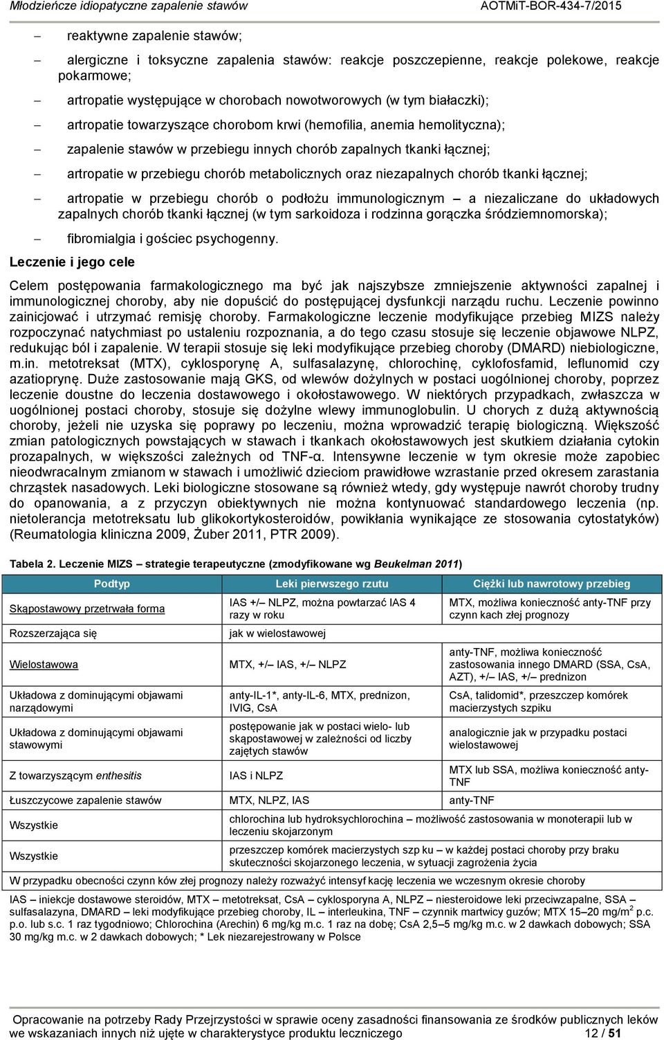 niezapalnych chorób tkanki łącznej; artropatie w przebiegu chorób o podłożu immunologicznym a niezaliczane do układowych zapalnych chorób tkanki łącznej (w tym sarkoidoza i rodzinna gorączka