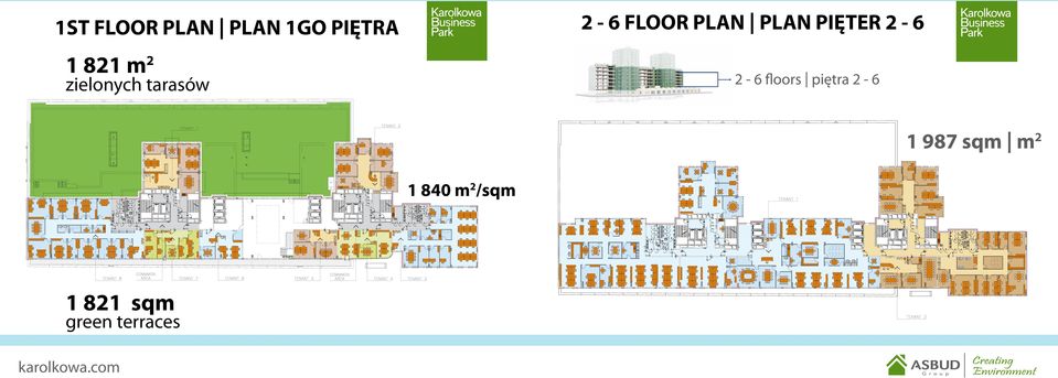 piętra 2-6 zielonych tarasów 1 987 sqm m2 1