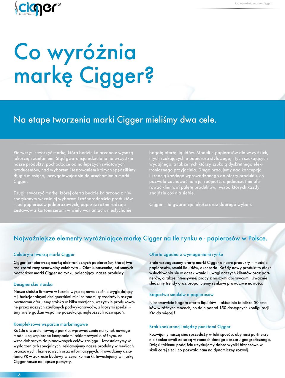 uruchomienia marki Cigger.