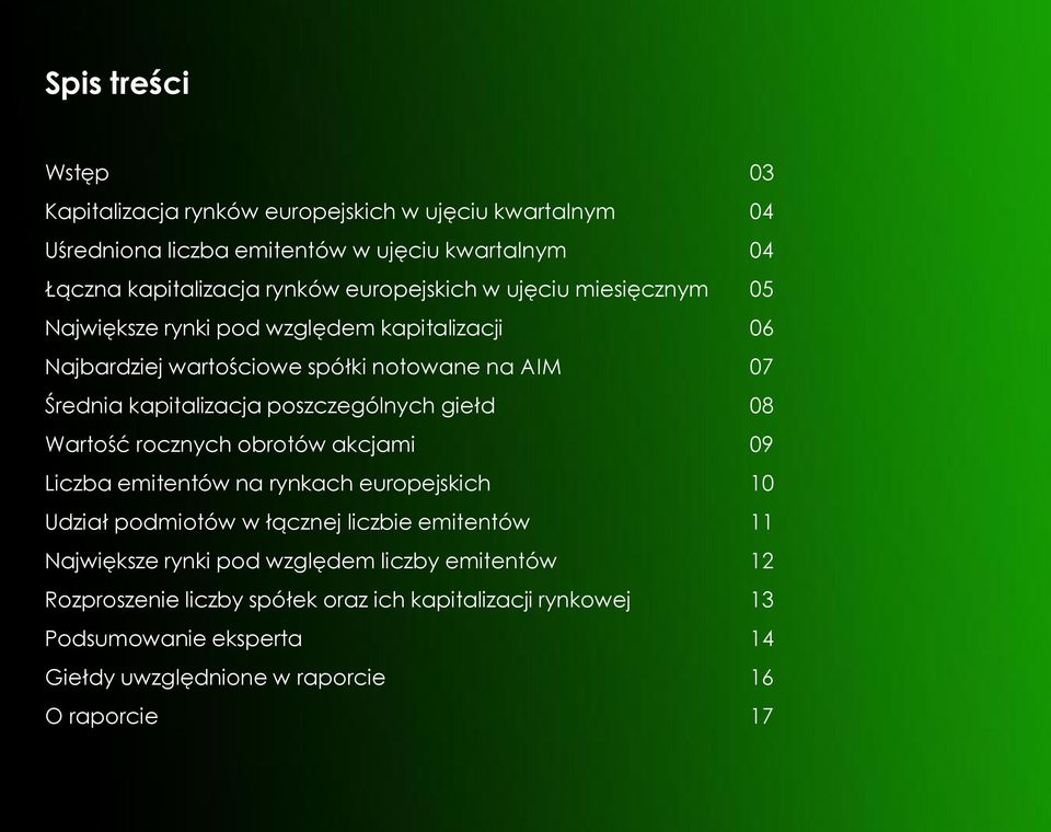 rocznych obrotów akcjami Liczba emitentów na rynkach europejskich Udział podmiotów w łącznej liczbie emitentów Największe rynki pod względem liczby emitentów