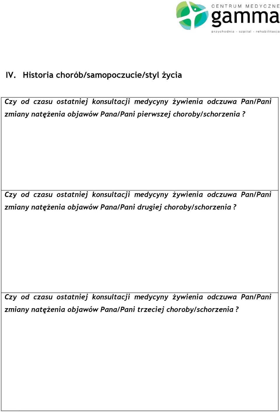 Czy od czasu ostatniej konsultacji medycyny żywienia odczuwa Pan/Pani zmiany natężenia objawów Pana/Pani