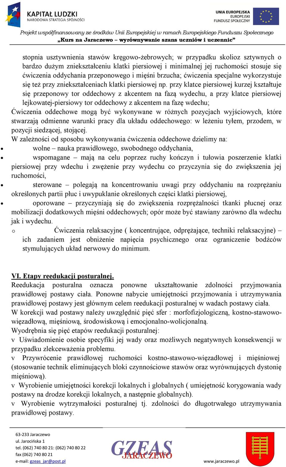 zniekształceniach klatki piersiwej np.
