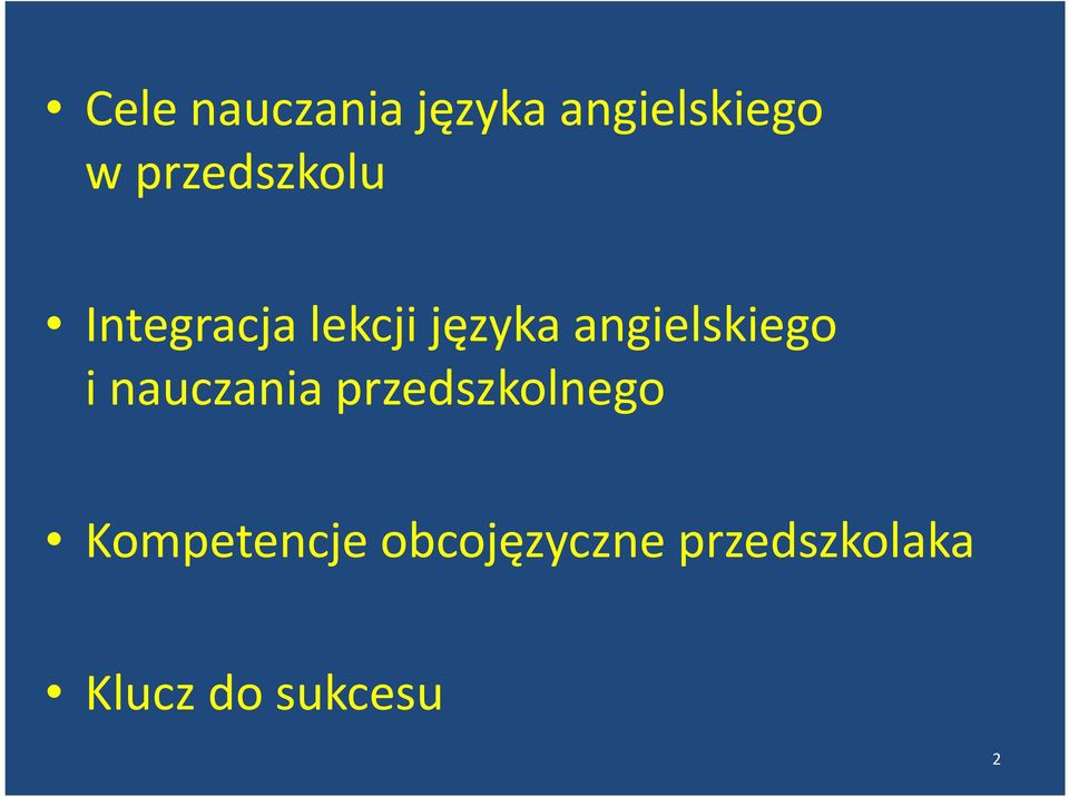 angielskiego i nauczania przedszkolnego