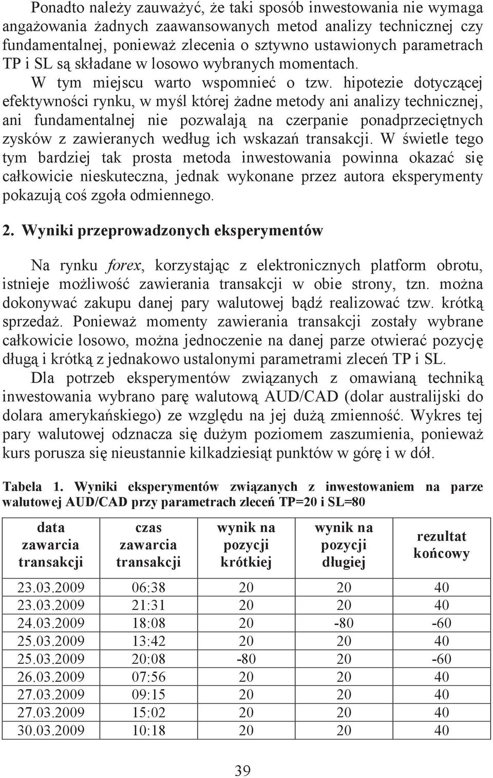 hipotezie dotyczcej efektywnoci rynku, w myl której adne metody ani analizy technicznej, ani fundamentalnej nie pozwalaj na czerpanie ponadprzecitnych zysków z zawieranych według ich wskaza