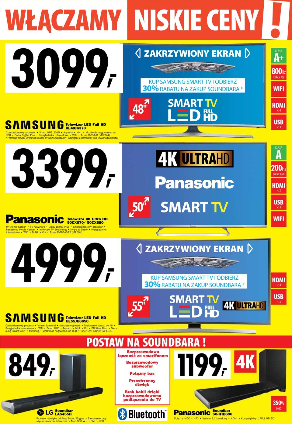 pl 48" ZAKRZYWIONY EKRAN KUP SAMSUNG SMART TV I ODBIERZ 30% RABATU NA ZAKUP SOUNDBARA * A+ 800Hz EKRAN PQI WIFI 4 USB 3 A 200Hz EKRAN BMR 3 Telewizor 4K Ultra HD 50CX670/ 50CX680 My Home Screen TV