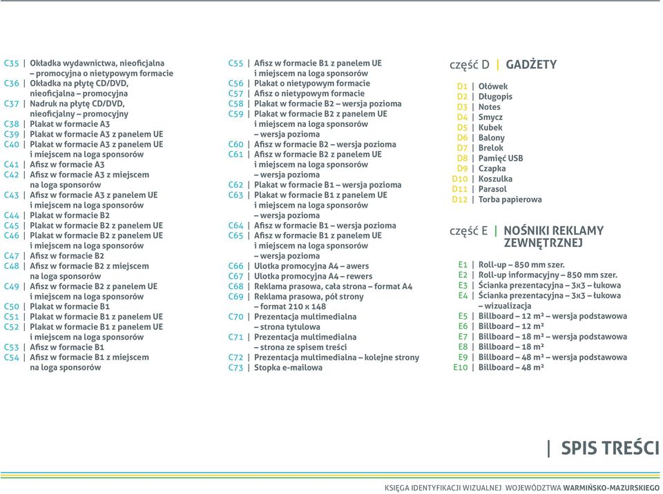 formacie A3 z panelem UE i miejscem na loga sponsorów C44 Plakat w formacie B C45 Plakat w formacie B z panelem UE C46 Plakat w formacie B z panelem UE i miejscem na loga sponsorów C47 Afisz w