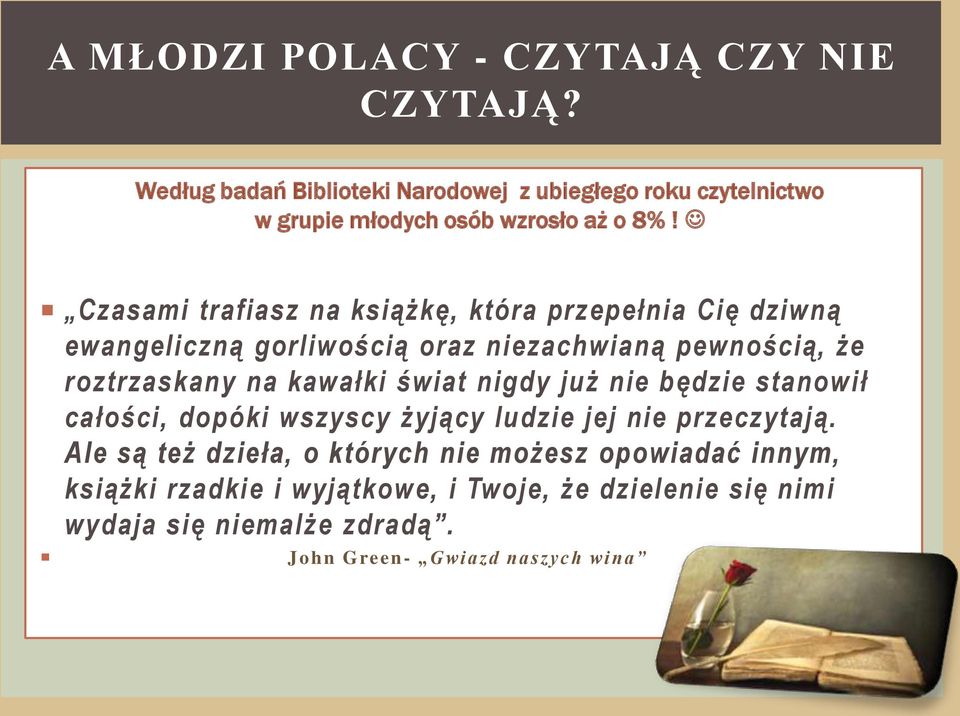 Czasami trafiasz na książkę, która przepełnia Cię dziwną ewangeliczną gorliwością oraz niezachwianą pewnością, że roztrzaskany na kawałki