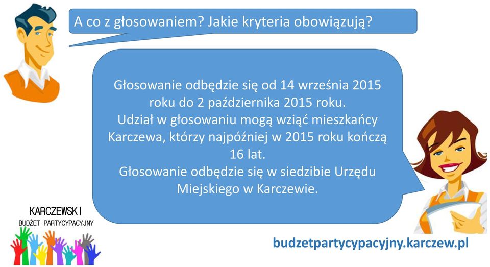 roku. Udział w głosowaniu mogą wziąć mieszkańcy Karczewa, którzy