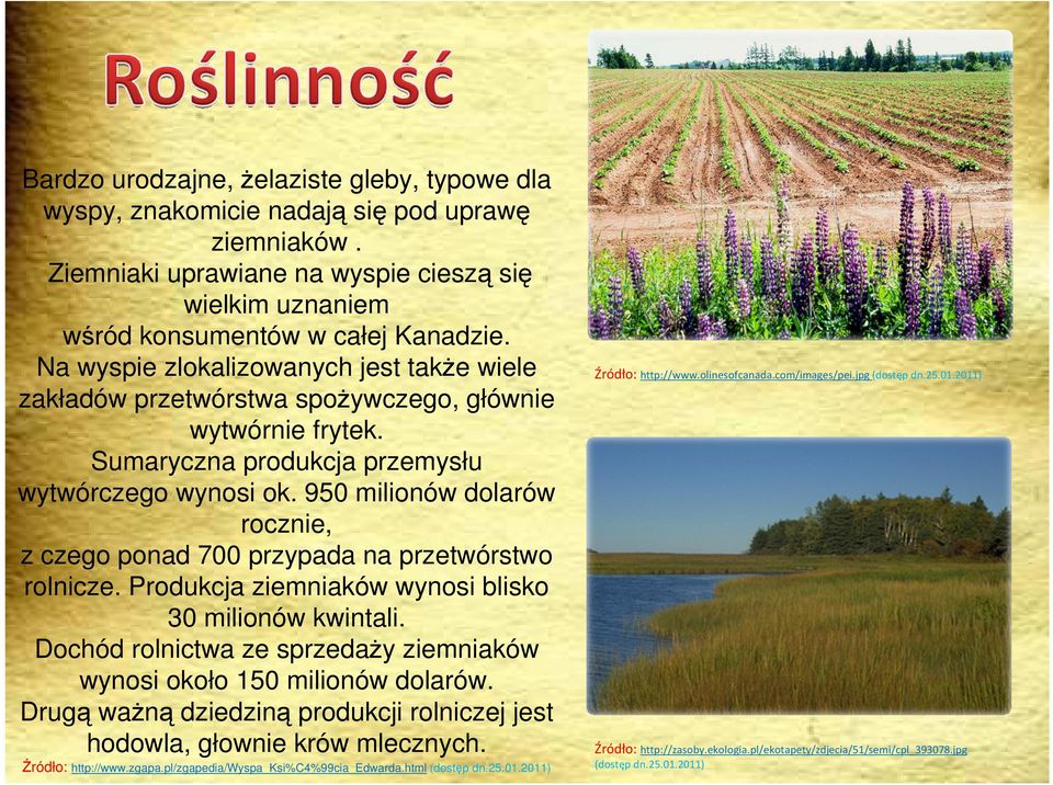 950 milionów dolarów rocznie, z czego ponad 700 przypada na przetwórstwo rolnicze. Produkcja ziemniaków wynosi blisko 30 milionów kwintali.