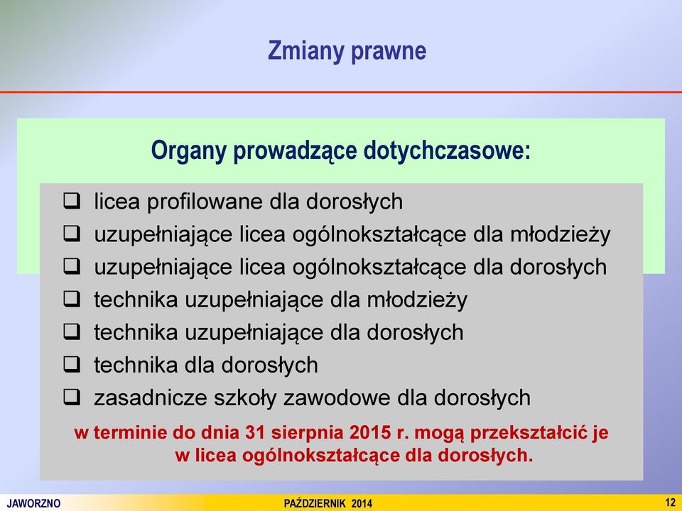 młodzieży technika uzupełniające dla dorosłych technika dla dorosłych zasadnicze szkoły zawodowe dla dorosłych