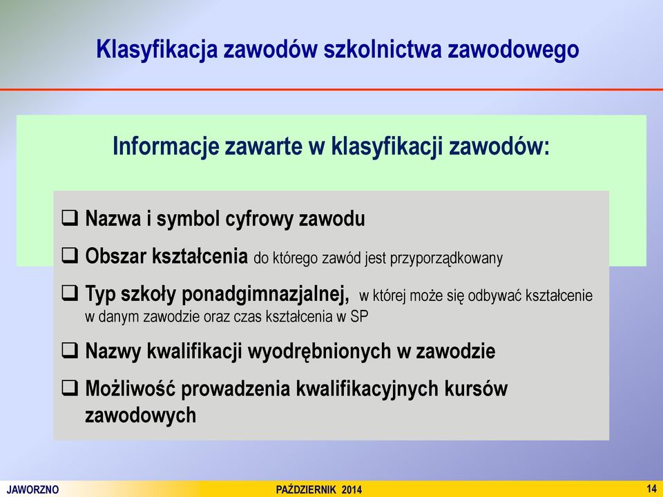 której może się odbywać kształcenie w danym zawodzie oraz czas kształcenia w SP Nazwy kwalifikacji