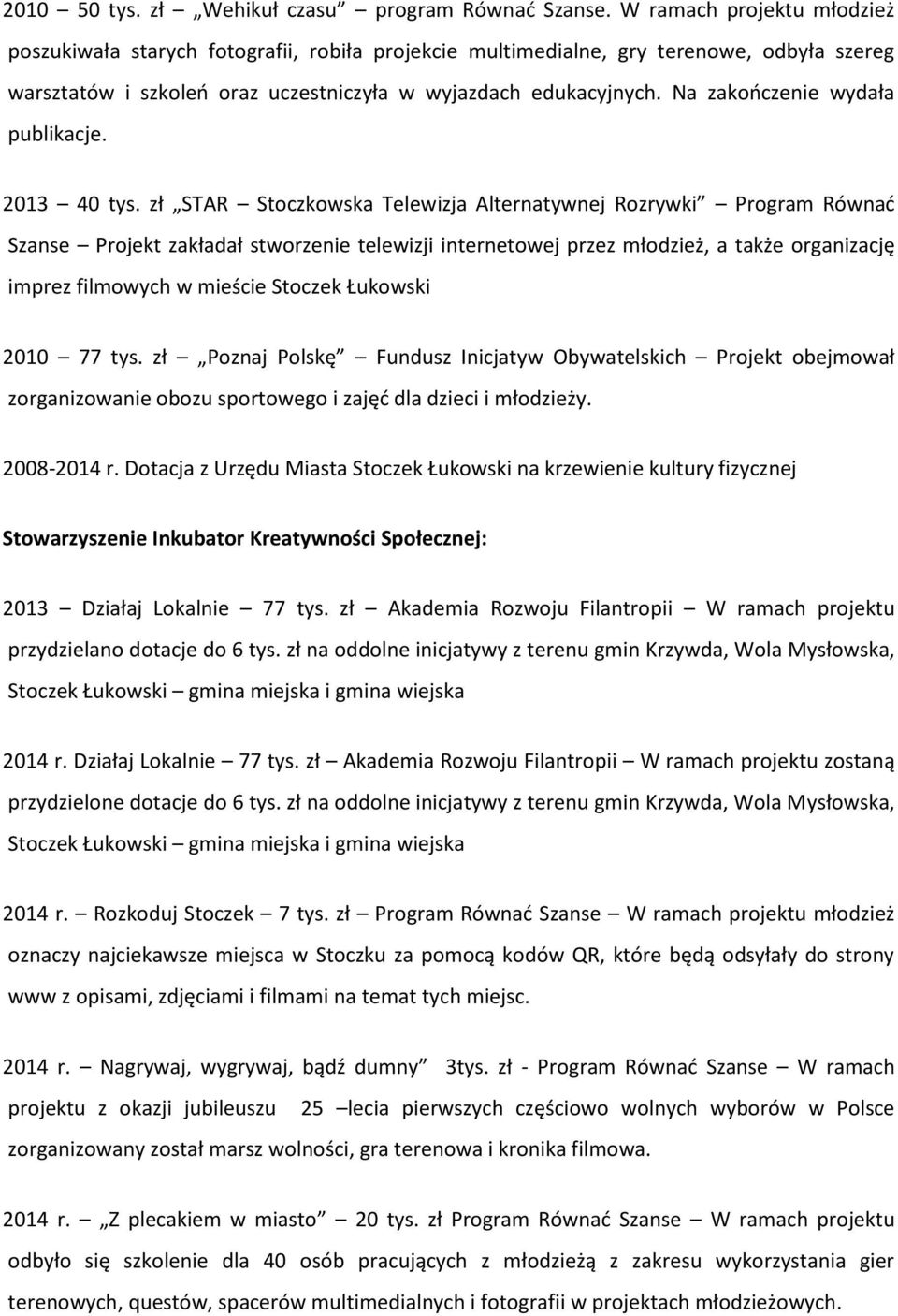 Na zakończenie wydała publikacje. 2013 40 tys.