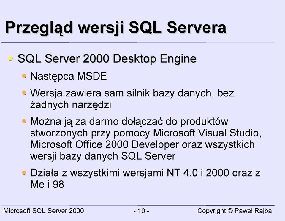 stworzonych przy pomocy Microsoft Visual Studio, Microsoft Office 2000 Developer oraz