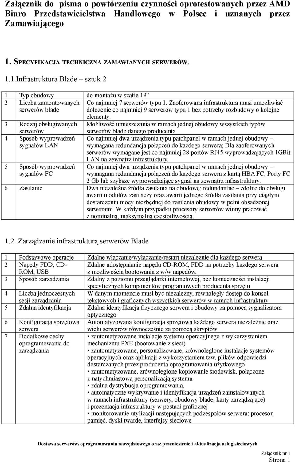 Zaoferowana infrastruktura musi umożliwiać dołożenie co najmniej 9 serwerów typu 1 bez potrzeby rozbudowy o kolejne elementy.