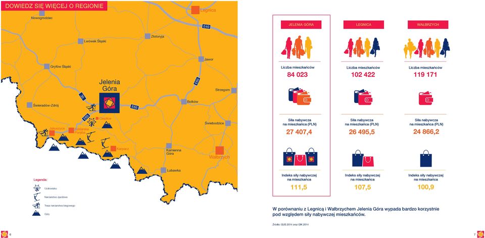 nabywcza na mieszkańca (PLN) 24 866,2 Karpacz Kamienna Góra Wałbrzych Legenda: Uzdrowisko Lubawka Indeks siły nabywczej na mieszkańca 111,5 Indeks siły nabywczej na mieszkańca 107,5 Indeks siły