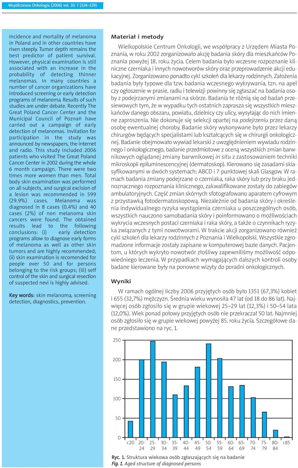 In many countries a number of cancer organizations have introduced screening or early detection programs of melanoma. Results of such studies are under debate.