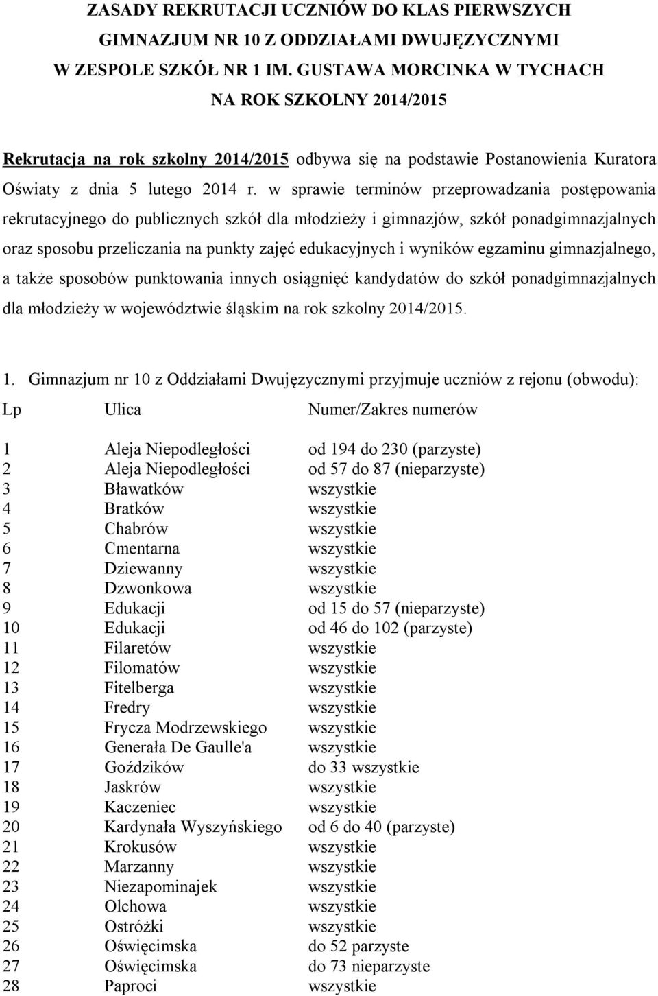 w sprawie terminów przeprowadzania postępowania rekrutacyjnego do publicznych szkół dla młodzieży i gimnazjów, szkół ponadgimnazjalnych oraz sposobu przeliczania na punkty zajęć edukacyjnych i