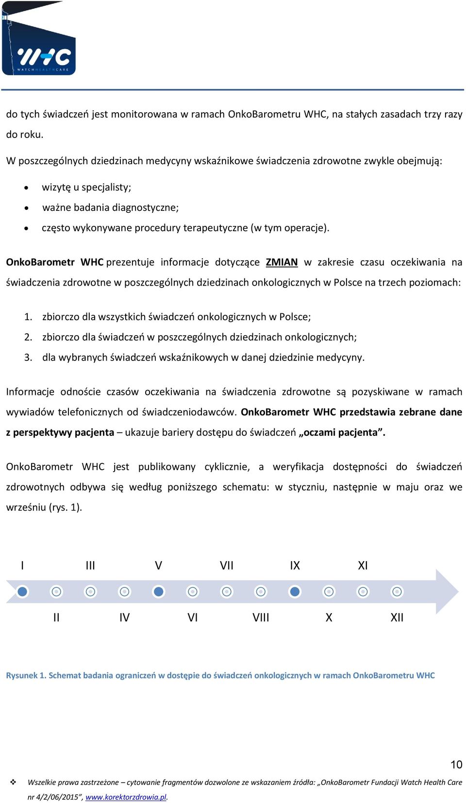 OnkoBarometr WHC prezentuje informacje dotyczące ZMIAN w zakresie czasu oczekiwania na świadczenia zdrowotne w poszczególnych dziedzinach onkologicznych w Polsce na trzech poziomach: 1.