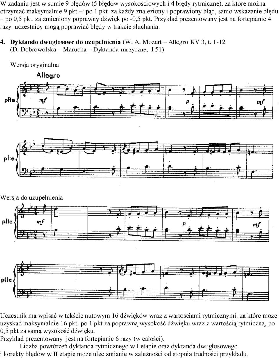 Mozart Allegro KV 3, t. 1-12 (D.